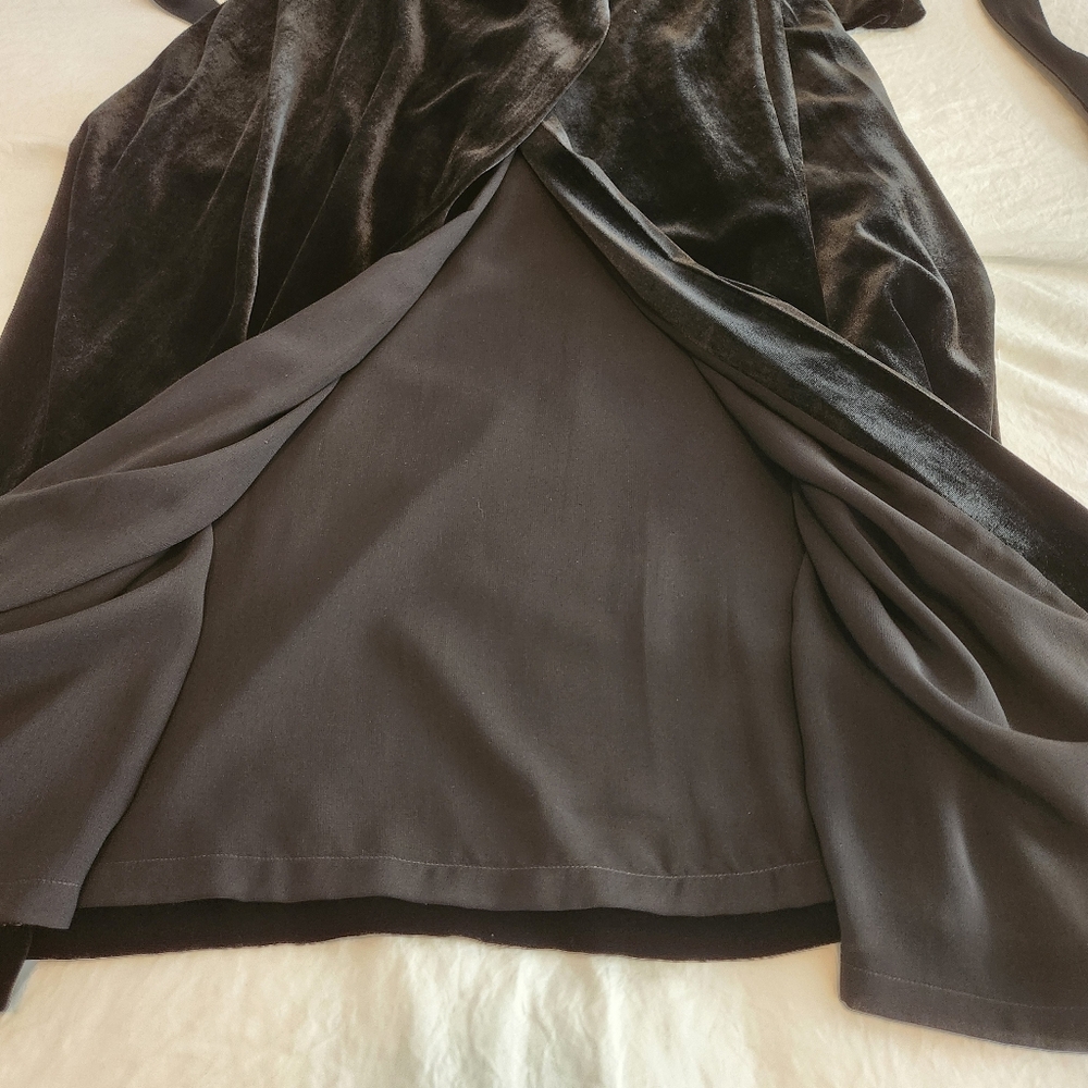 DVF Diane Von Furstenberg Black Velvet Julian Long Wrap Dress Elegant Cocktail 6 - Picture 11 of 12